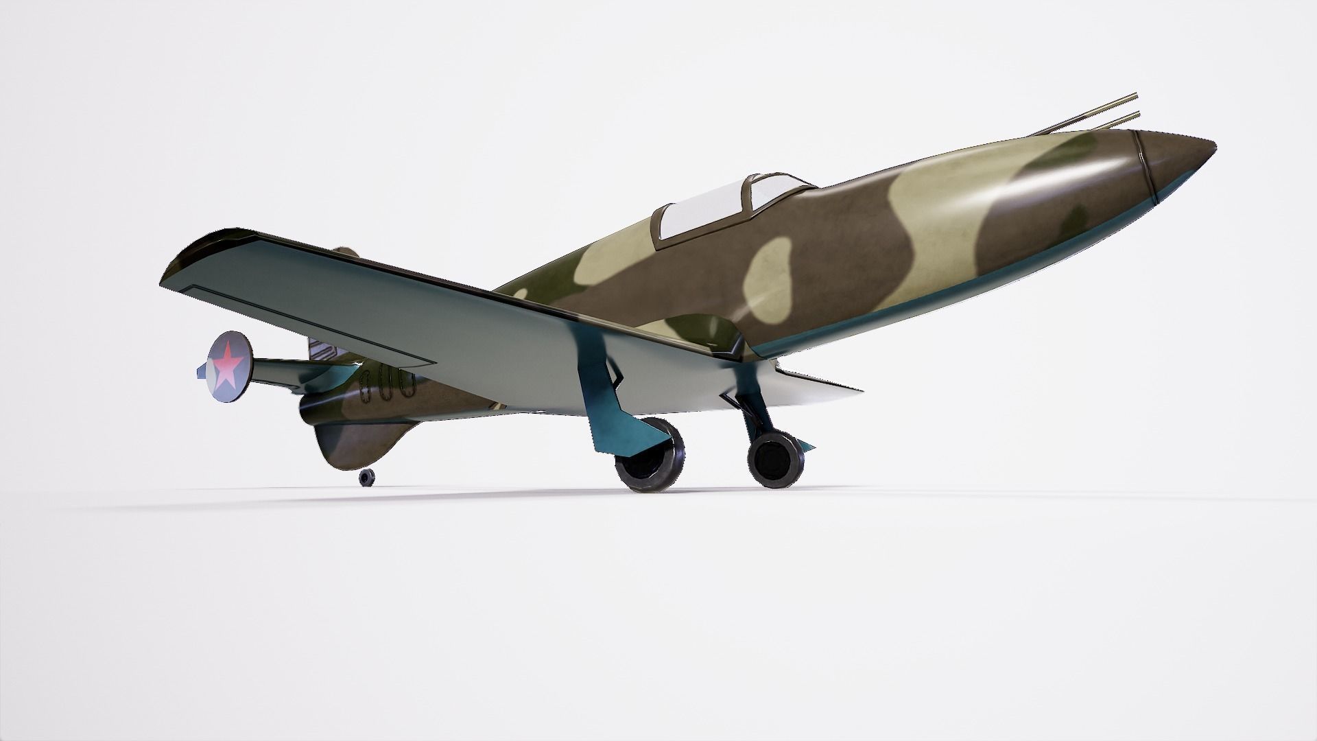 Jet fighter BI-1 Low-poly 3D model_5
