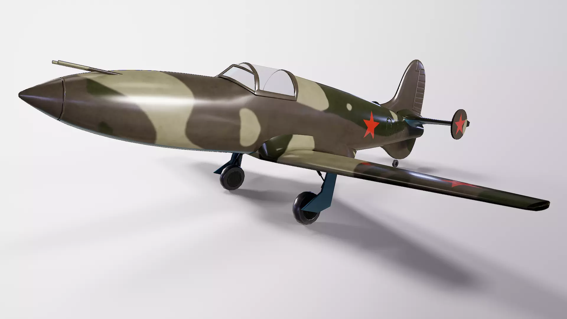 Jet fighter BI-1 Low-poly 3D model_0