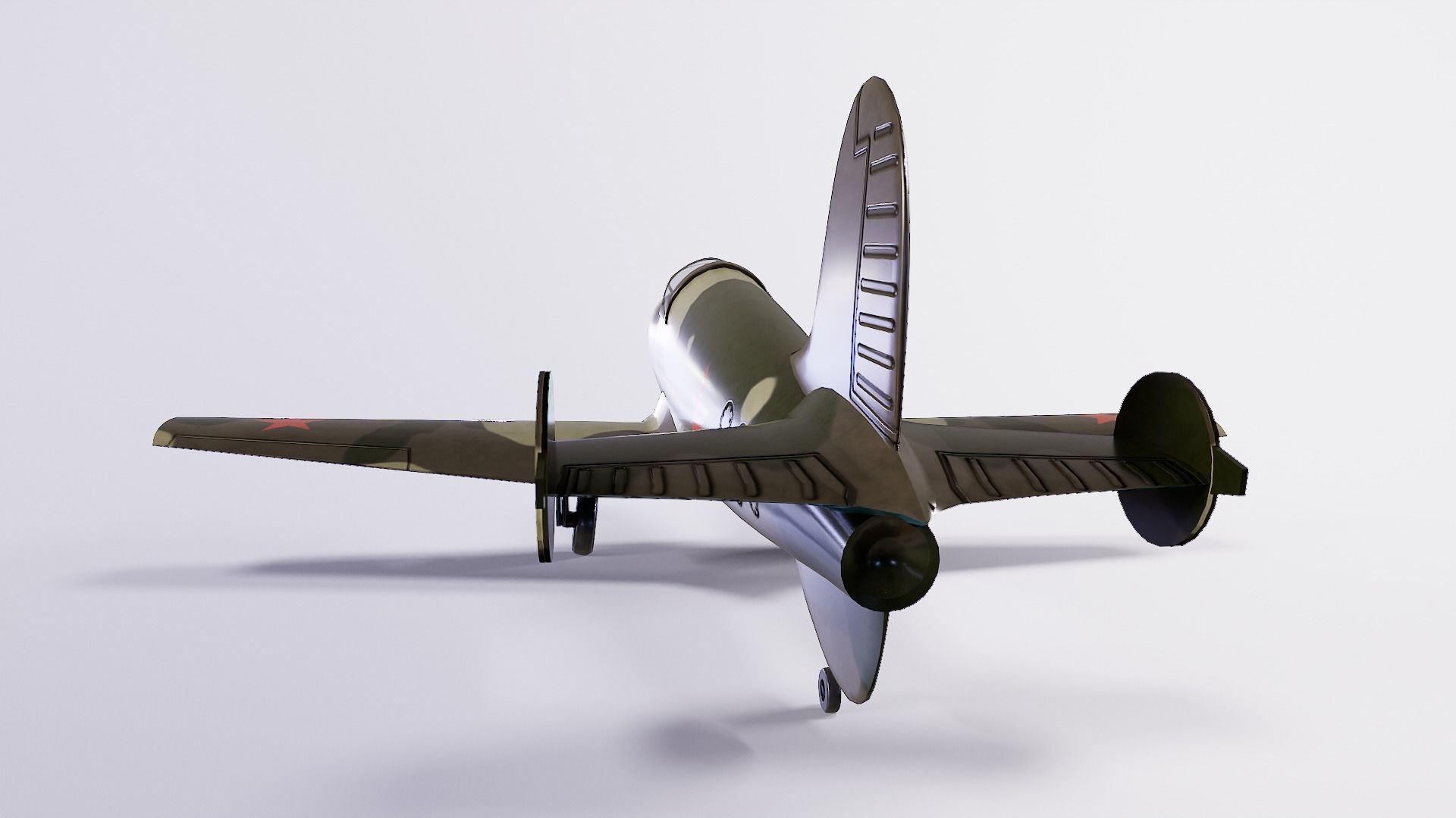 Jet fighter BI-1 Low-poly 3D model_4