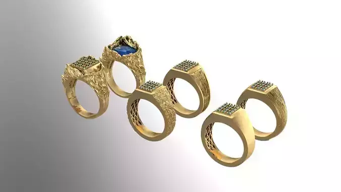 6 men jewelry rings with a mountain theme