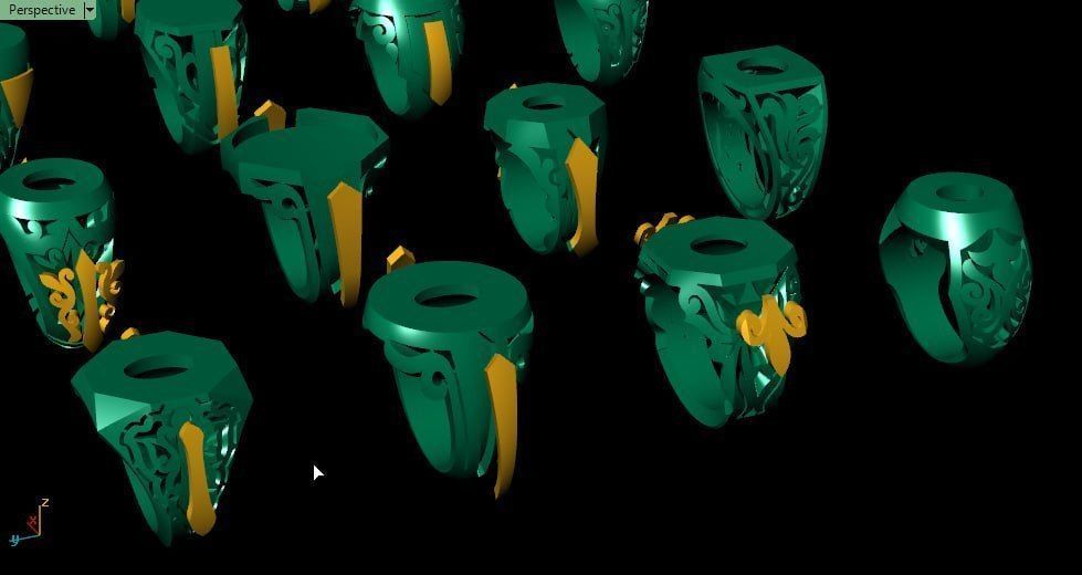 20 men signet silver ring with plexus 3D print model_4