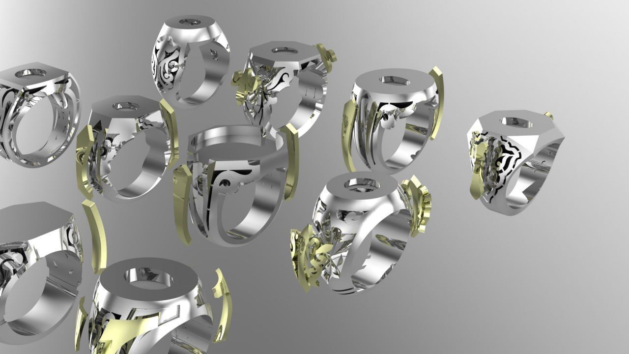 20 men signet silver ring with plexus 3D print model_3