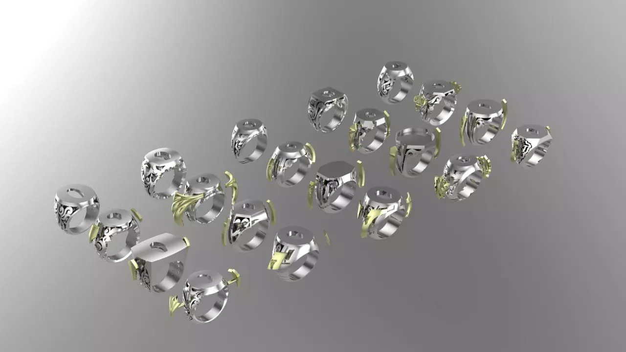 20 men signet silver ring with plexus 3D print model_0