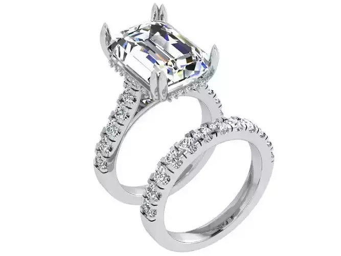 Emerald Diamond Wedding Set 4225