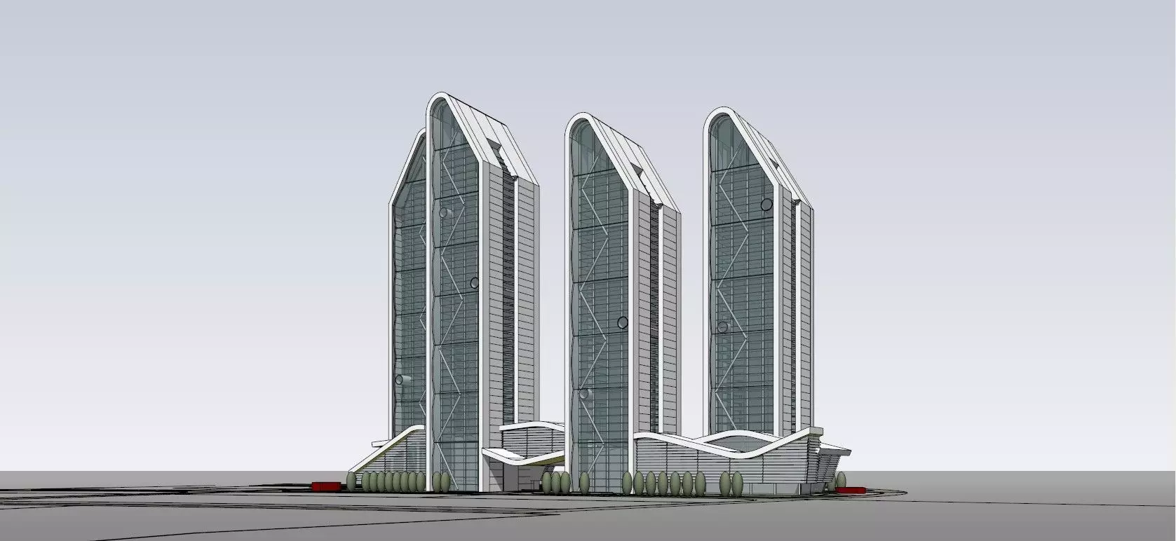 SU model of modern high-rise office building 3D model