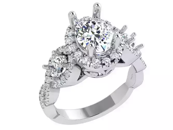 Oval Halo Twisted Ring 4228