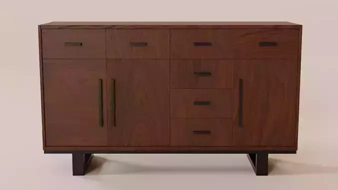 Walnut Sideboard 3D Model
