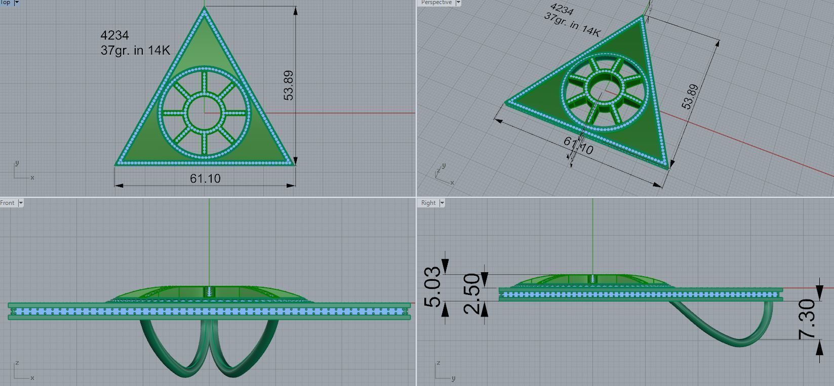 Triangular Pendant 4234 3D print model_5