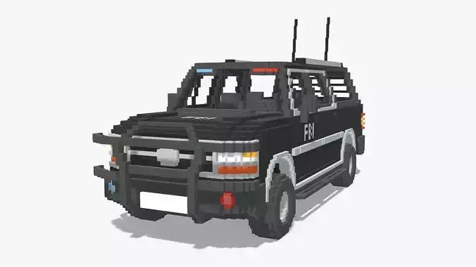 Voxel FBI SUV Low-poly 3D model