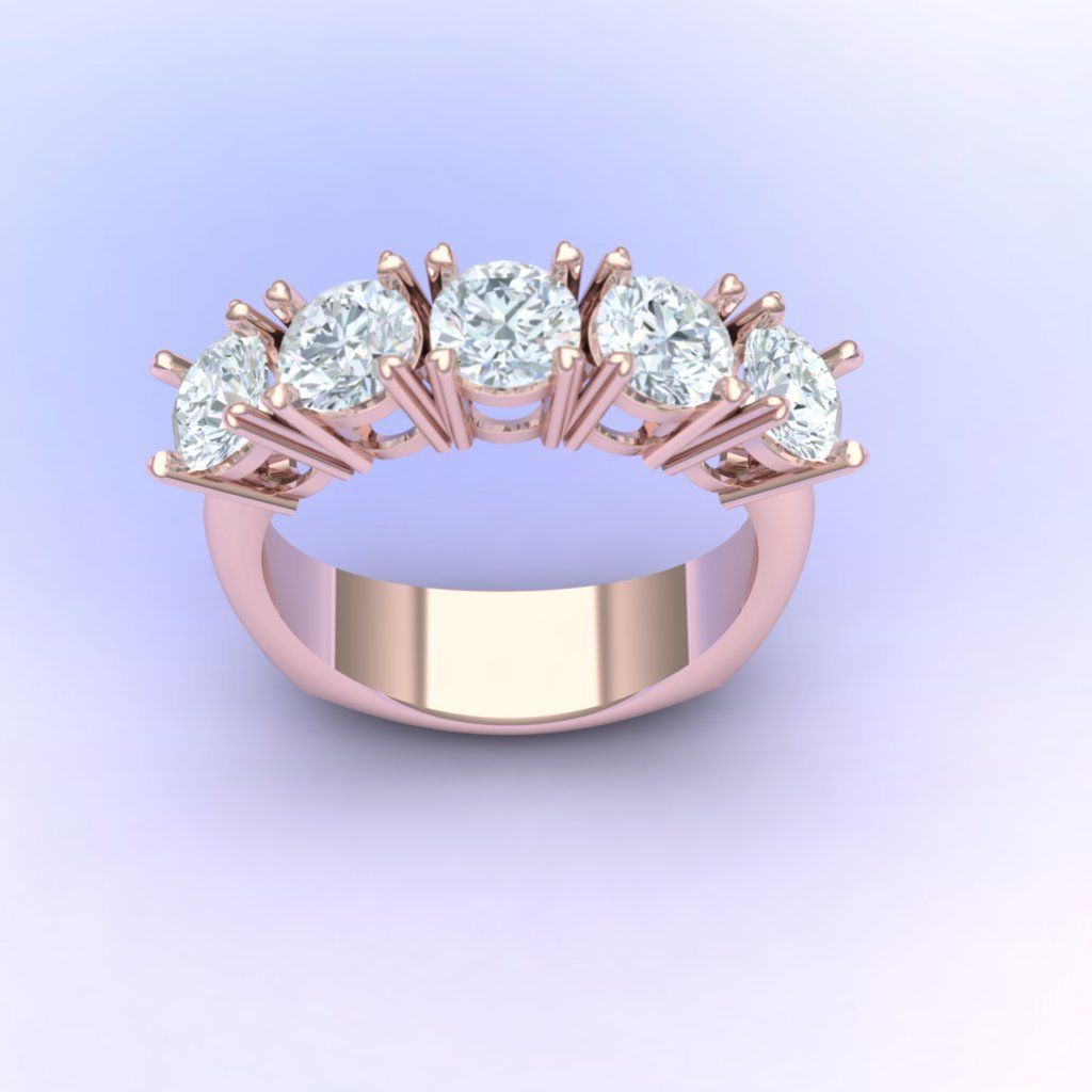 Five Stone Engagement Ring 3D print model_1