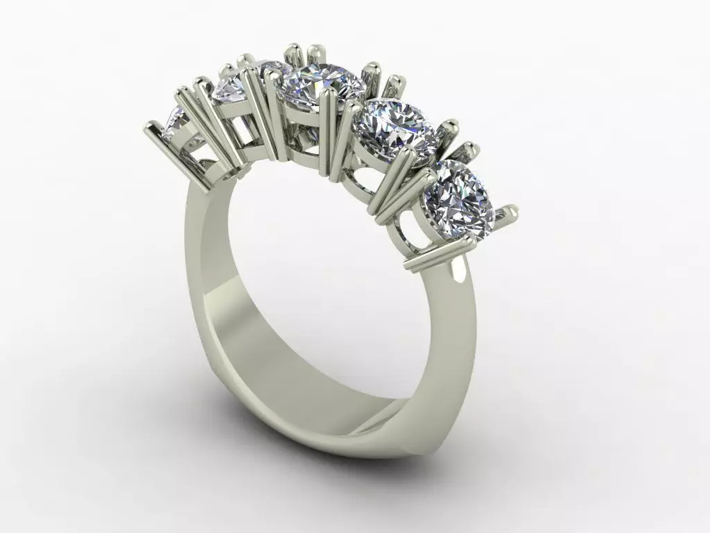 Five Stone Engagement Ring 3D print model_0