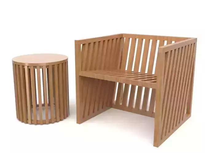 Wooden Chair And Coffe Table