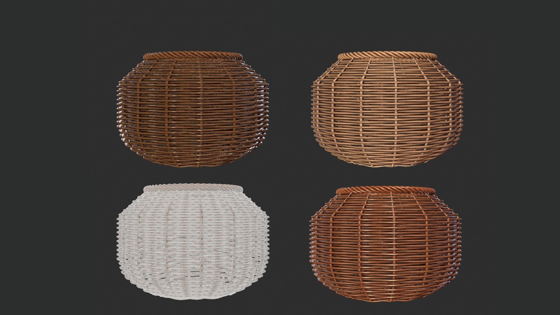 Rattan Basket pack 3 3D model_8