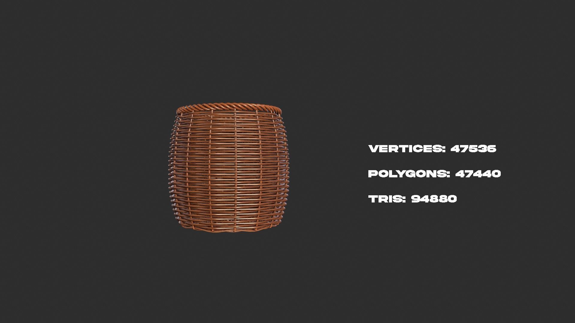 Rattan Basket pack 3 3D model_3