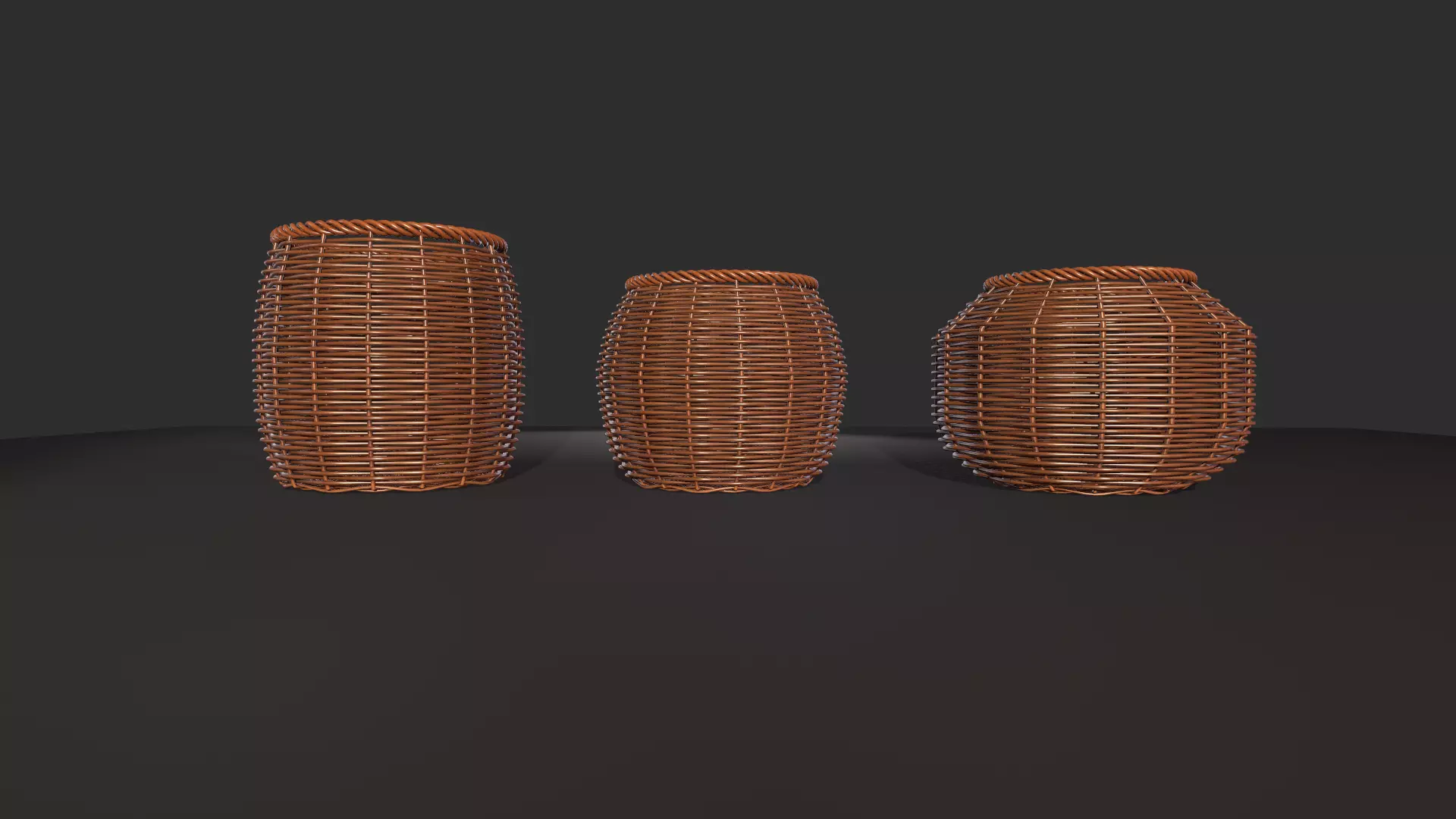 Rattan Basket pack 3 3D model_0