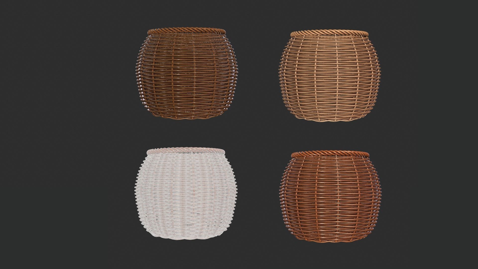 Rattan Basket pack 3 3D model_6