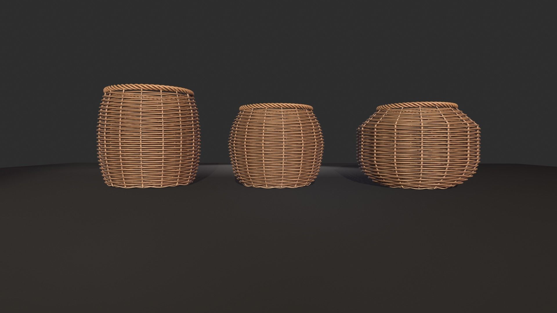 Rattan Basket pack 3 3D model_1