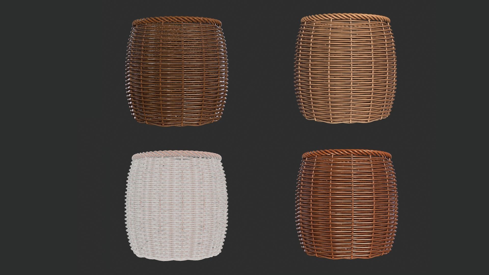 Rattan Basket pack 3 3D model_4