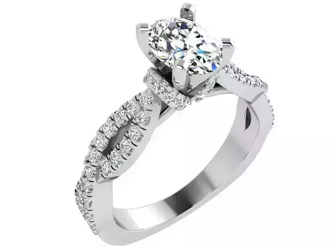 Oval Diamond Twisted Ring 4243