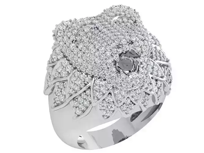 French Pave Lion Ring 4251