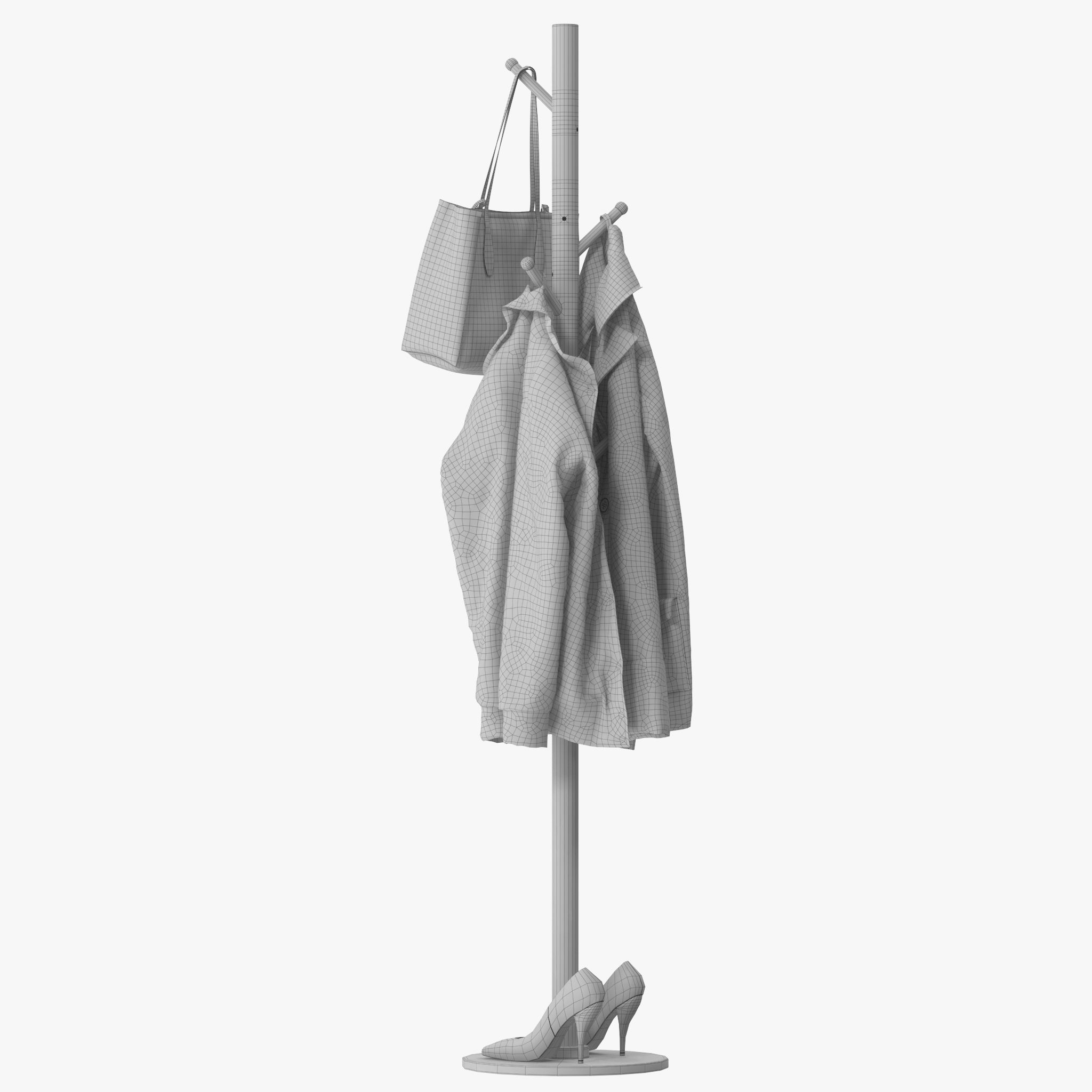 Coat Rack Stand with Natural Marble Base 3D model_16