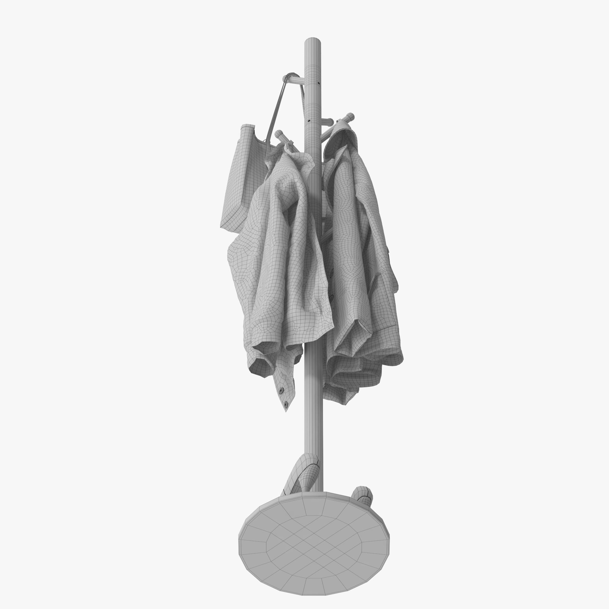 Coat Rack Stand with Natural Marble Base 3D model_18