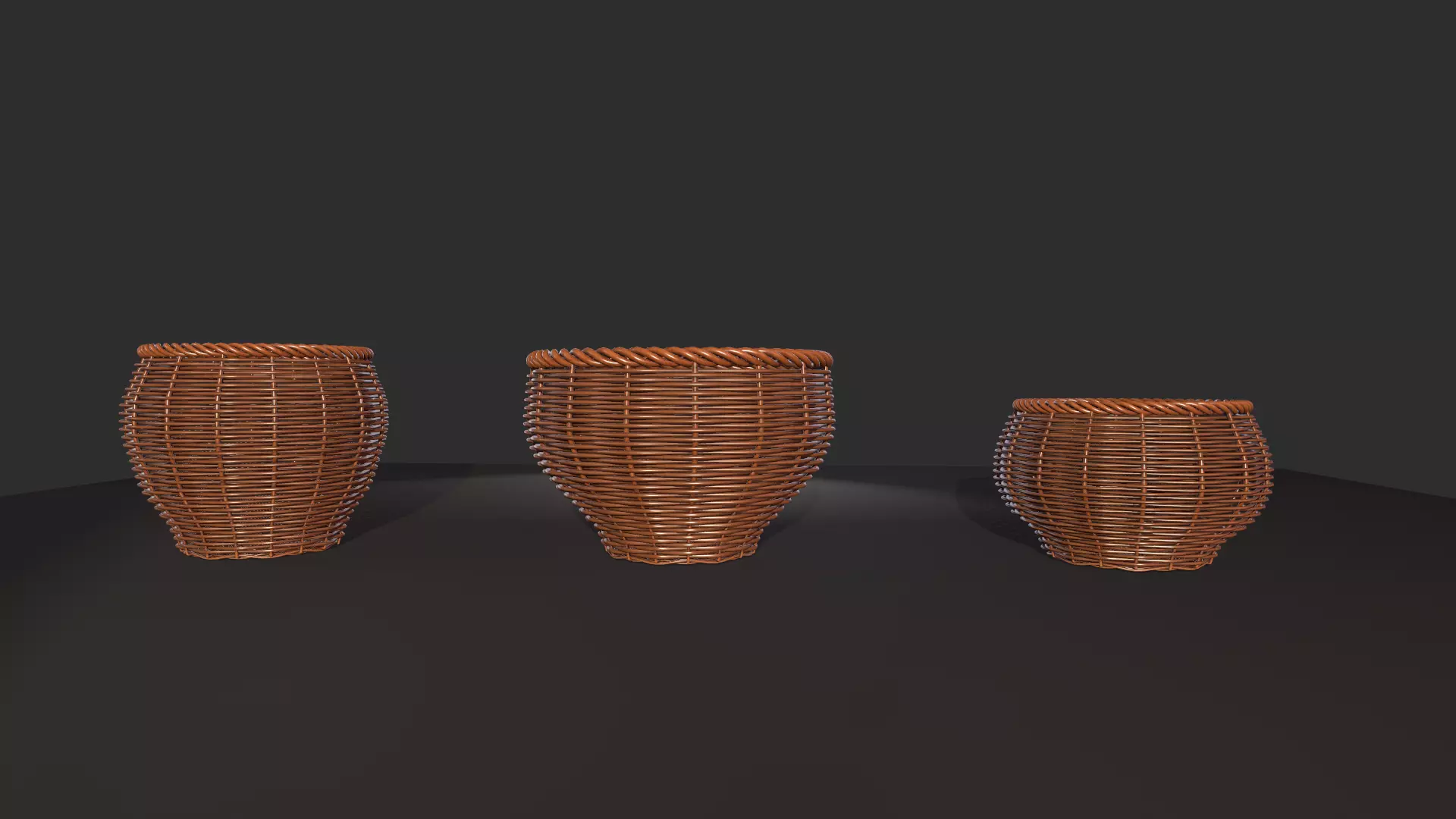 Rattan Basket pack 4 Free 3D model_0