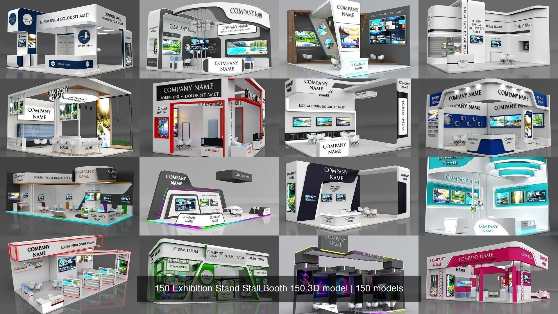 150 Exhibition Stand Stall Booth 150 3D model 3D Model Collection_4