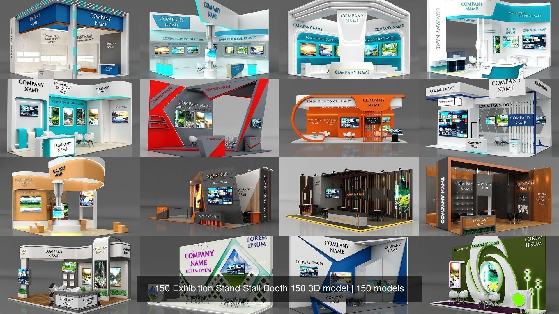 150 Exhibition Stand Stall Booth 150 3D model 3D Model Collection_8