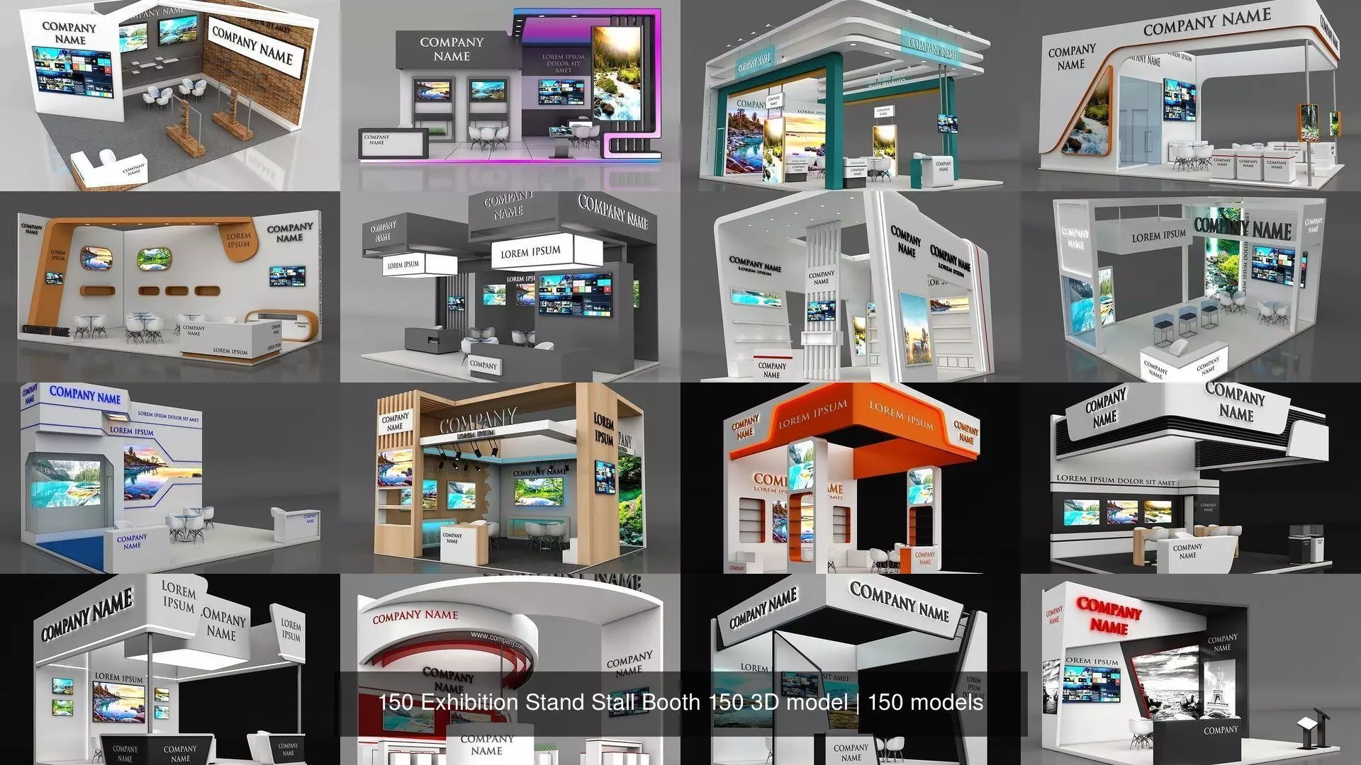 150 Exhibition Stand Stall Booth 150 3D model 3D Model Collection_1