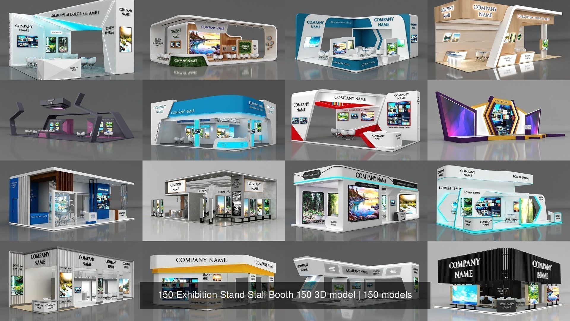 150 Exhibition Stand Stall Booth 150 3D model 3D Model Collection_12
