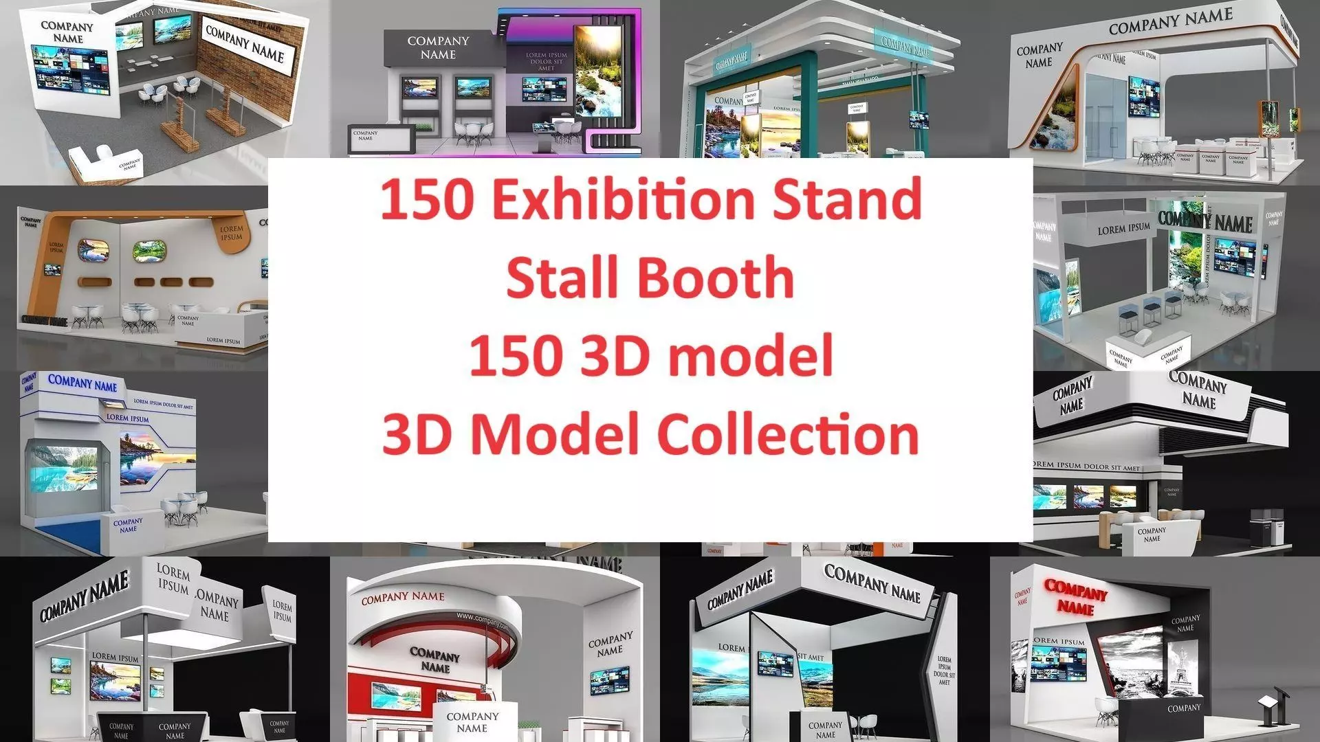 150 Exhibition Stand Stall Booth 150 3D model 3D Model Collection_0