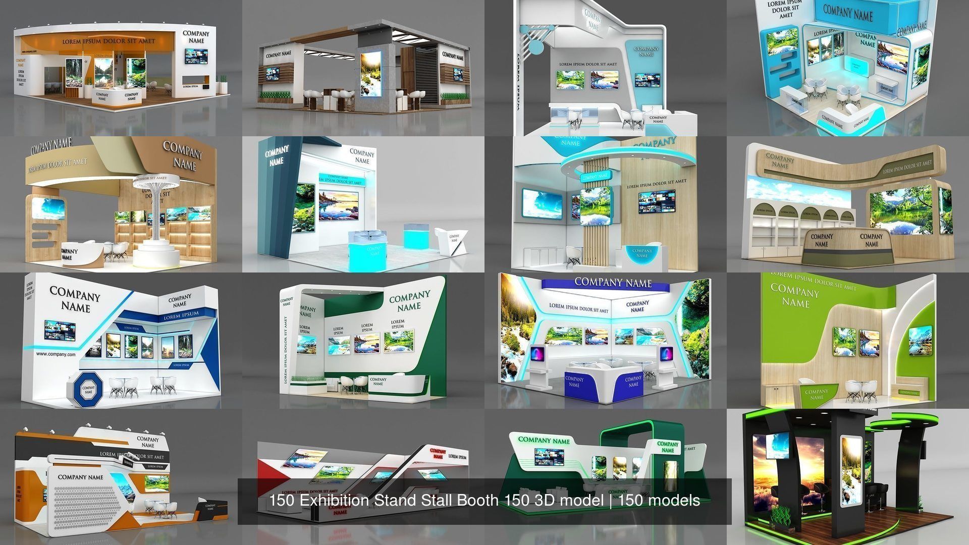 150 Exhibition Stand Stall Booth 150 3D model 3D Model Collection_6