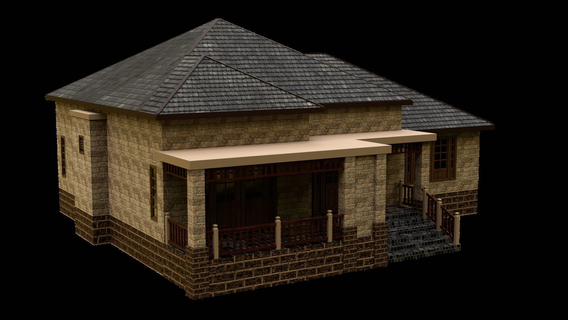 House 002 Free low-poly 3D model_1