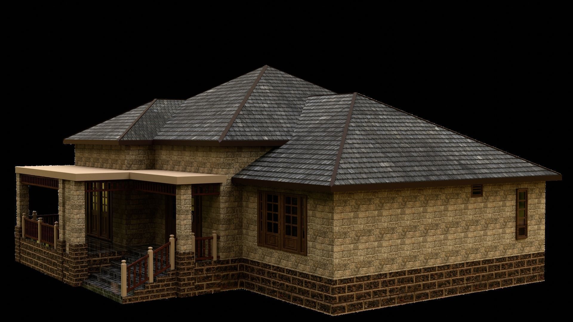 House 002 Free low-poly 3D model_3