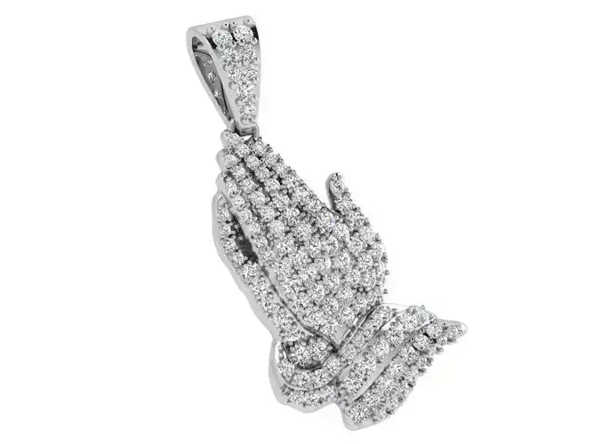 French Pave Praying Pendant 4258