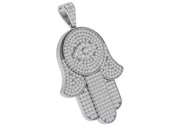French Pave Hamsa Hand Pendant 4260