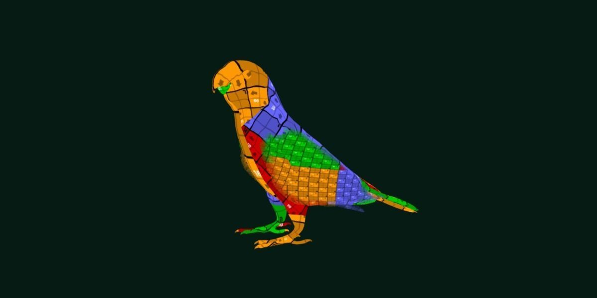 Red Lory Parrot Flamboyant Bird Low-poly 3D model_16