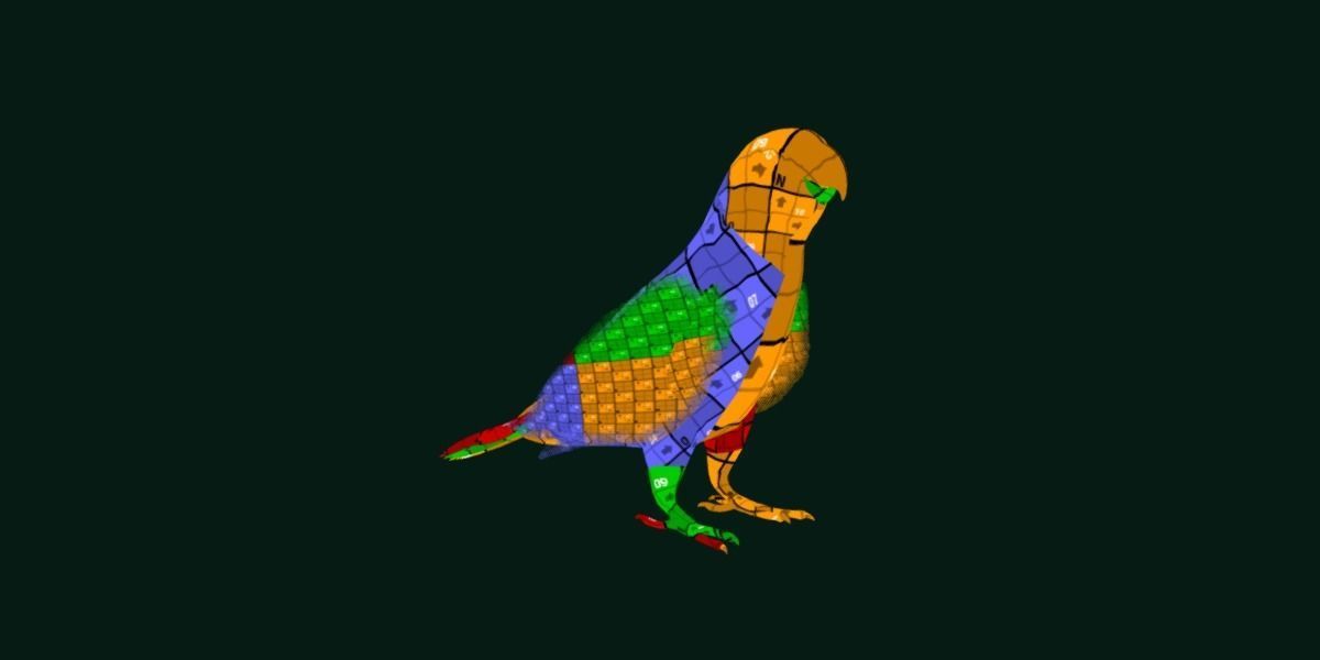 Red Lory Parrot Flamboyant Bird Low-poly 3D model_15