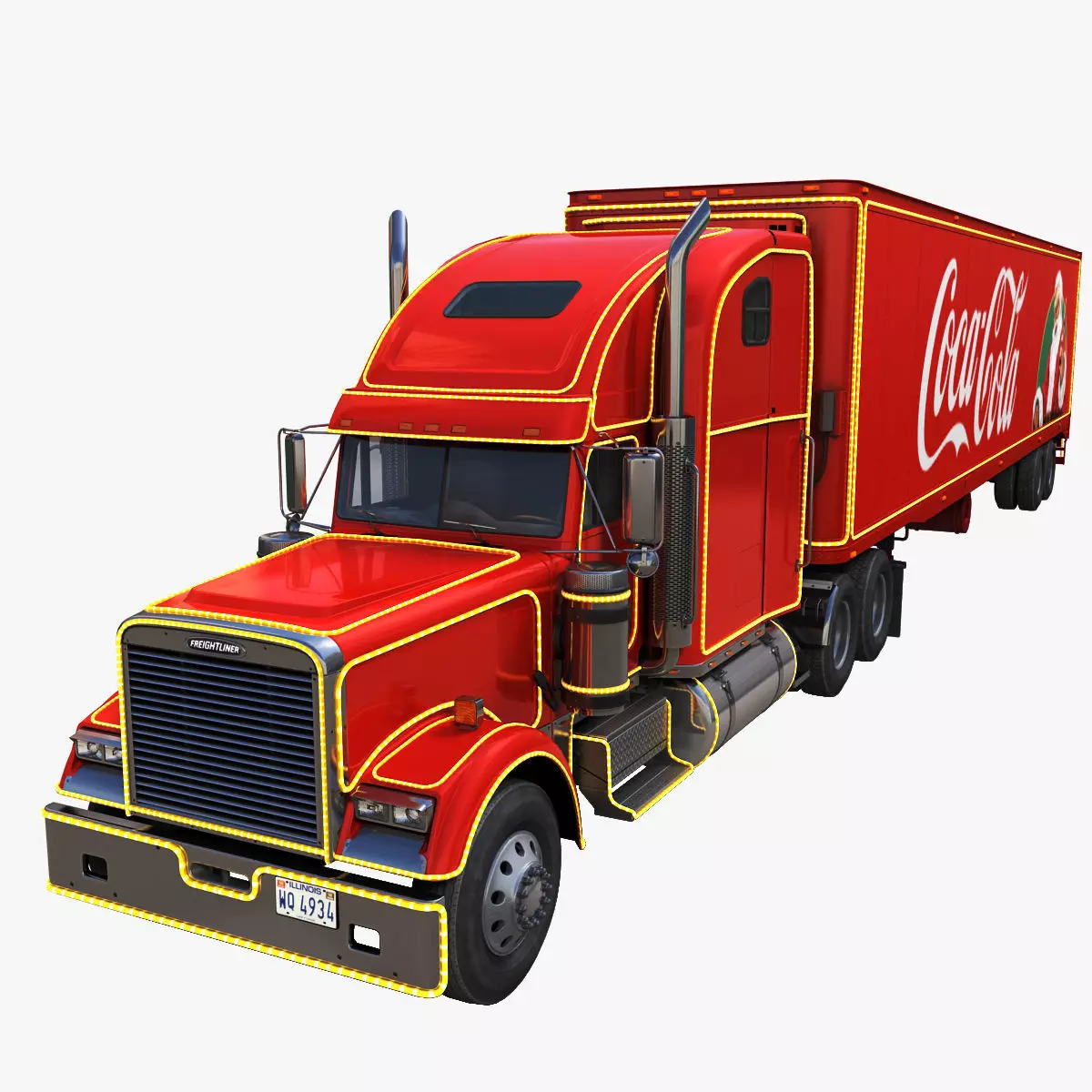 Freightliner Classic Christmas CocaCola truck Low-poly 3D model
