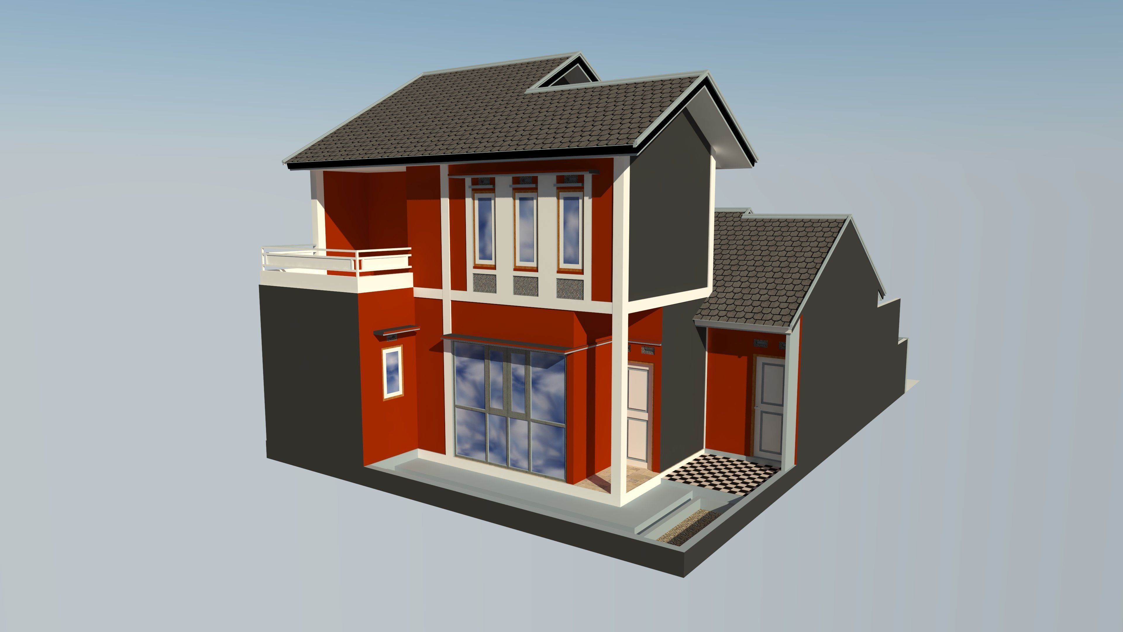 House land size 10 x 15 m 3D model_2