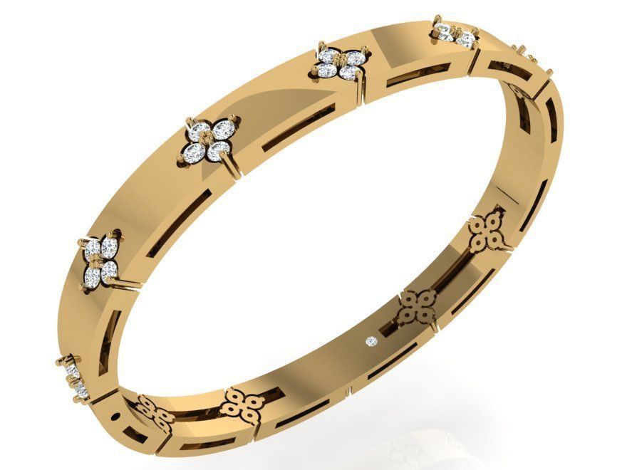 Flower Bracelet With Diamonds 4294 3D print model_1