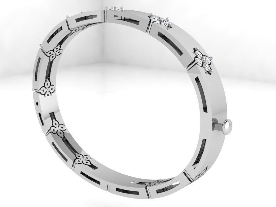 Flower Bracelet With Diamonds 4294 3D print model_3