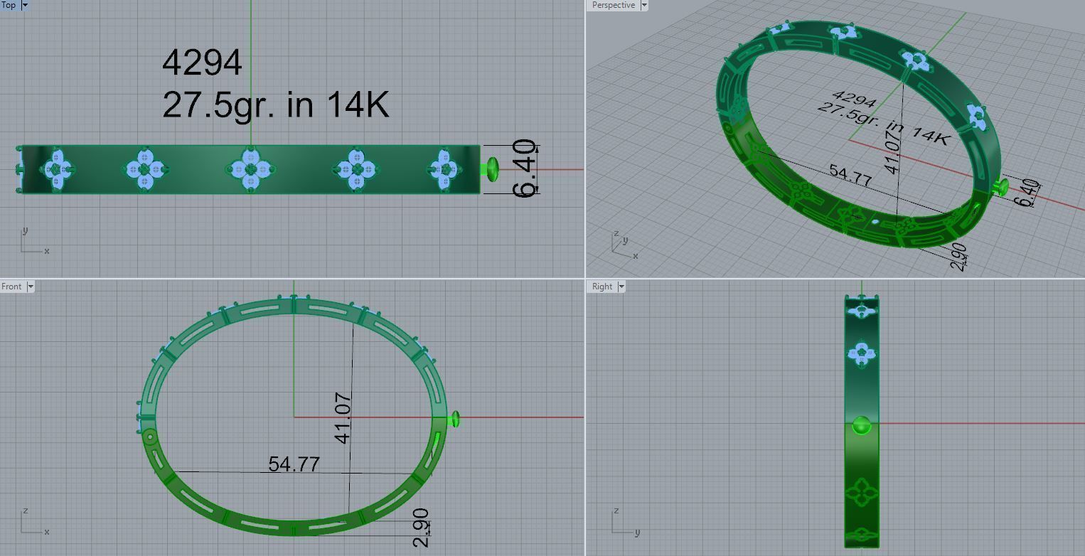 Flower Bracelet With Diamonds 4294 3D print model_5