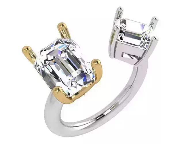 Emerald Cut Two Head Ring 4295