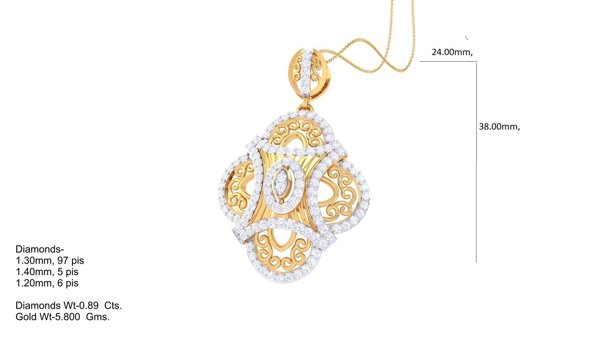 High Jewelry Pendant Earrings Set 3dm stl obj mtl gltf glb 3D print model_10