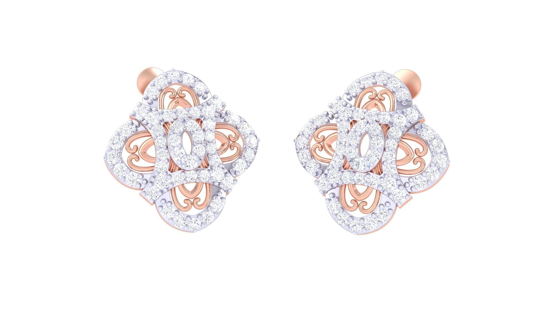 High Jewelry Pendant Earrings Set 3dm stl obj mtl gltf glb 3D print model_1