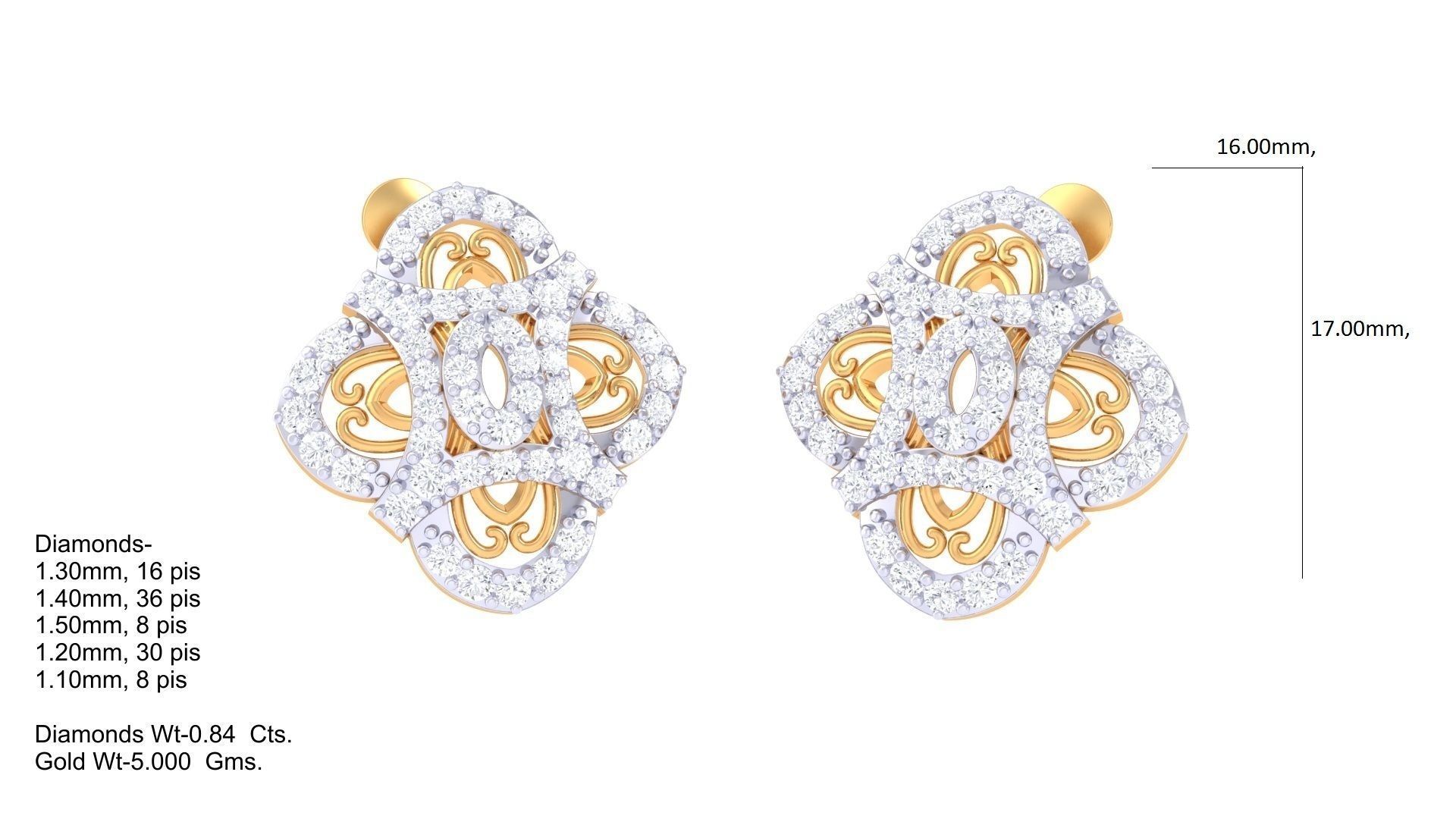 High Jewelry Pendant Earrings Set 3dm stl obj mtl gltf glb 3D print model_2