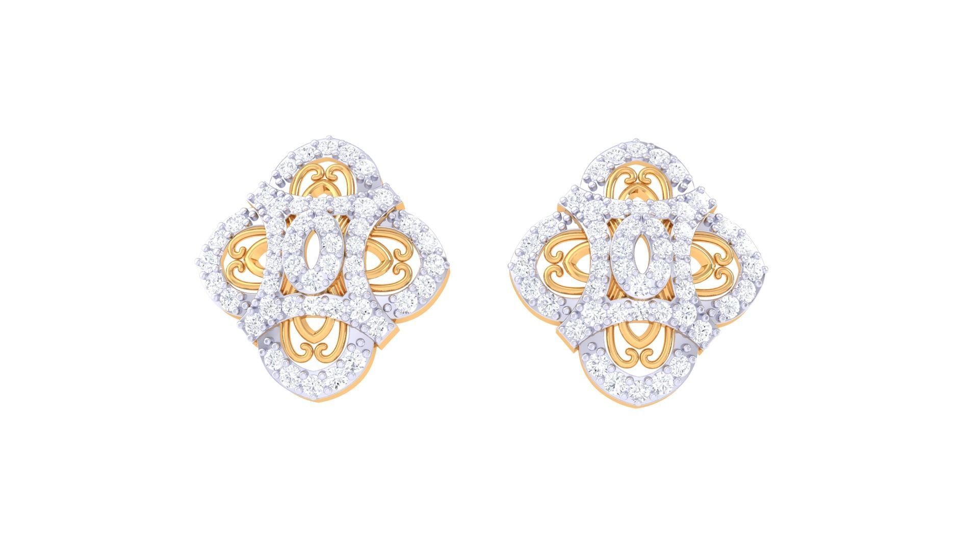 High Jewelry Pendant Earrings Set 3dm stl obj mtl gltf glb 3D print model_5