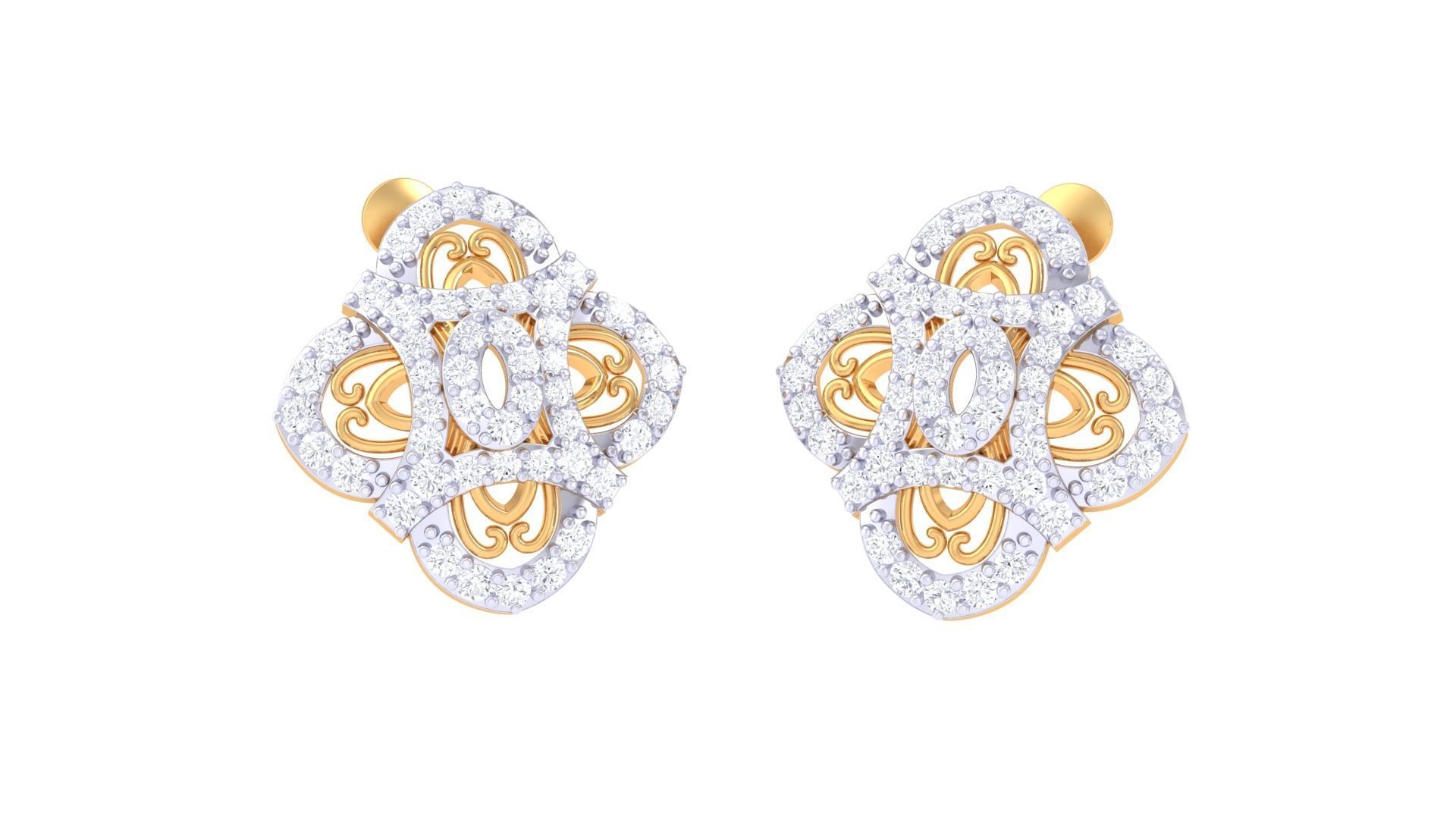 High Jewelry Pendant Earrings Set 3dm stl obj mtl gltf glb 3D print model_3